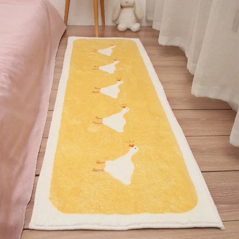 tapis moderne jaune oiseaux blancs texture douce résistant antibactéries entrée bain yoga