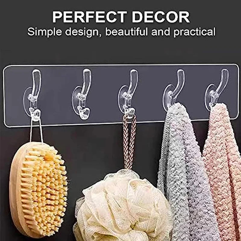 porte serviettes adhésifs transparents modernes cuisine salle bain organisateur crochets fixations pratiques élégantes