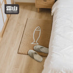 tapis sol polyester flocage poisson blanc moderne lavable maison durable
