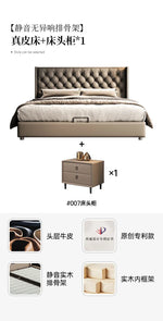 lit gris tufté moderne pieds ronds chambre coucher bois artificial leather minimaliste