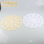 serviette table blanche crochetée motifs floraux diamètre 30cm traditionnelle artisanale respectueuse environnement