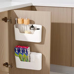 rangement mural adhésif blanc moderne cuisine bouteilles boîtes sans perçage réutilisable plastique