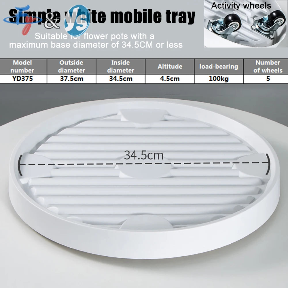 plateau mobile plantes gris blanc grille ventilation moderne pp résinerollable profondintérieur diamètre 40.5cm