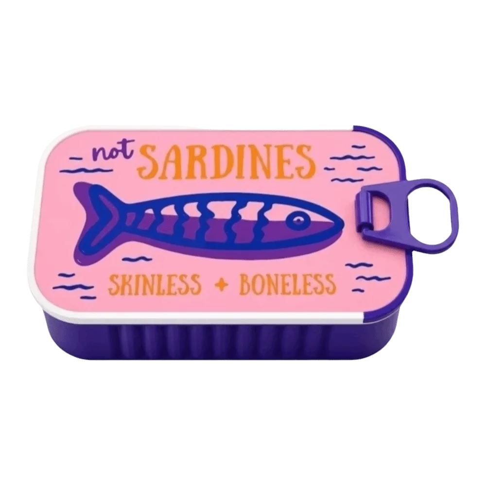 boîte bijoux vintage sardines poisson os not sardines skinless boneless poignée couleur collier boucles