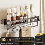 étagère murale aluminium perforée noire adhésive salle bain moderne organisateur suspendu toiletterie support