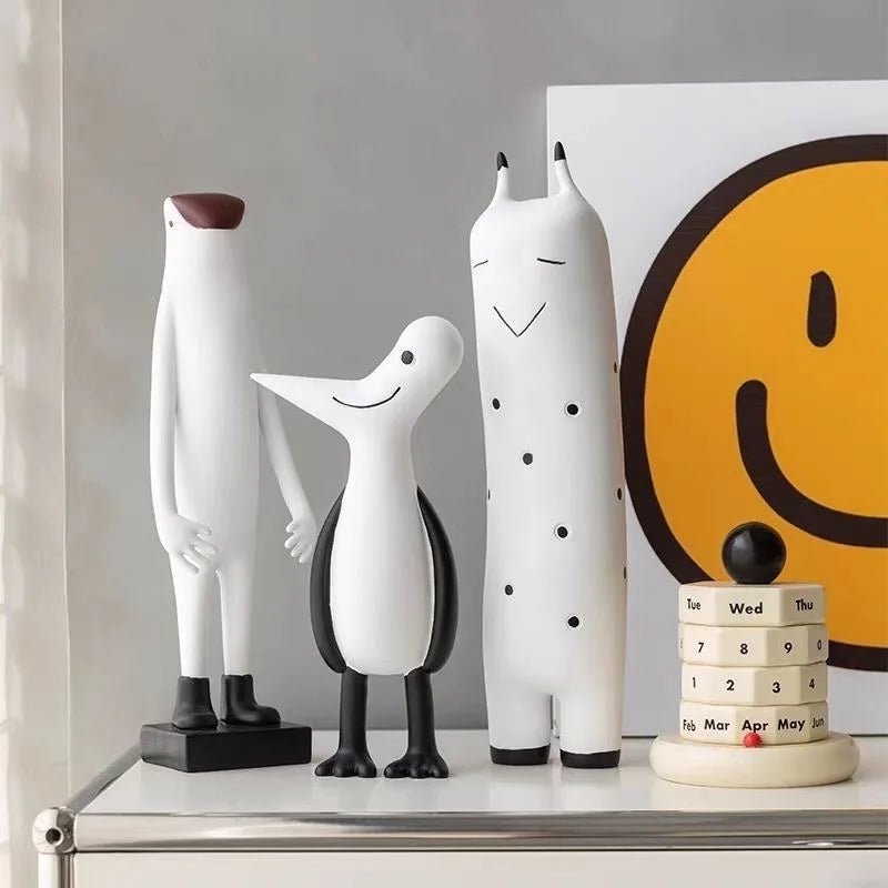 décoration maison moderne figurines résine décoratives nordique chic blanc noir