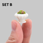 miniature pots fleurs blanc détails relief décoration jardin diy artificiels