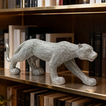statue léopard résine moderne argent or noir texture pointillée décoration intérieur extérieur hiver noël