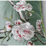 taies d'oreiller brodées oiseaux fleurs vertes polyester traditionnel rétro maison