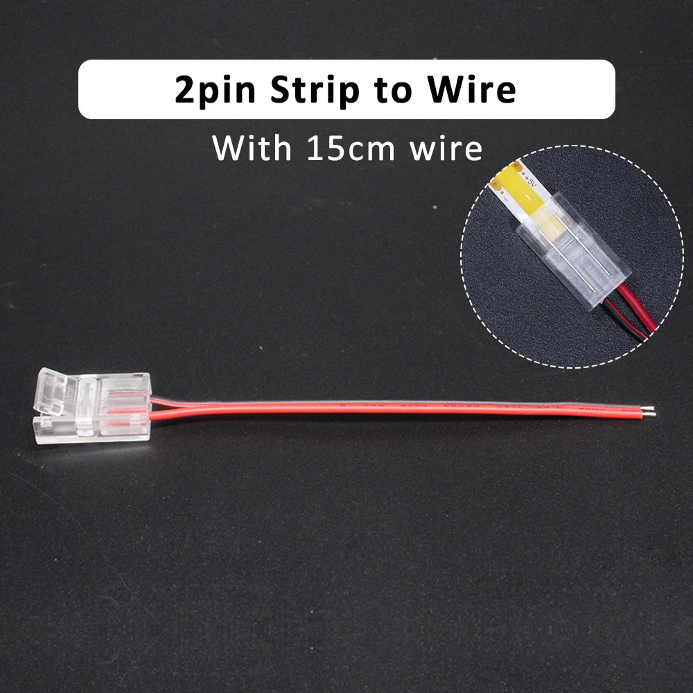connecteur led transparent sans motif cob smd clip fixation câble raccordement pragmatique ip20 ip65