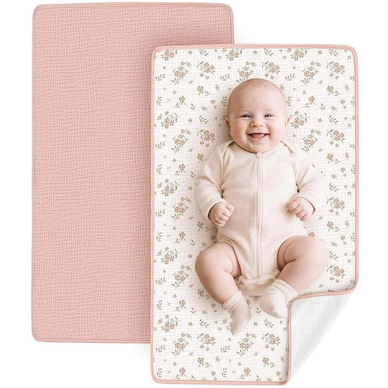 tapis change bébé fleurs animaux coton muslin couche impermécable doux moderne trisousse terry