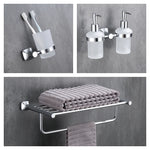 ensemble accessoires salle bain chrome porte serviette savon dentifrice gobelet mural métal