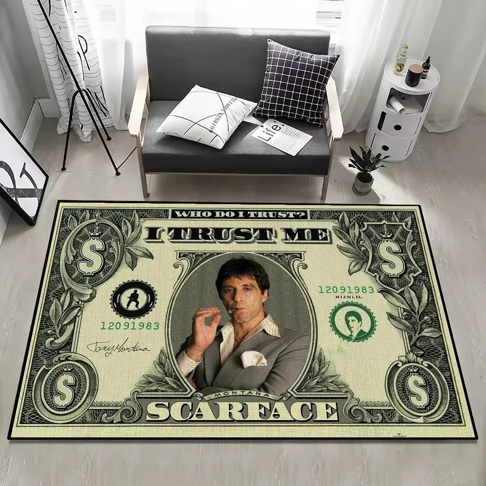 tapis scarface floral moderne vert noir blanc salle bain chambre salon absorbant antidérapant polyester