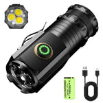 lampe torche rechargeable led rgb argenté noir jaune texturée moderne aimant mode lumière variable