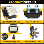 lampe travail led portable noire jaune moderne robuste aimant chargeur camping travauxurgence