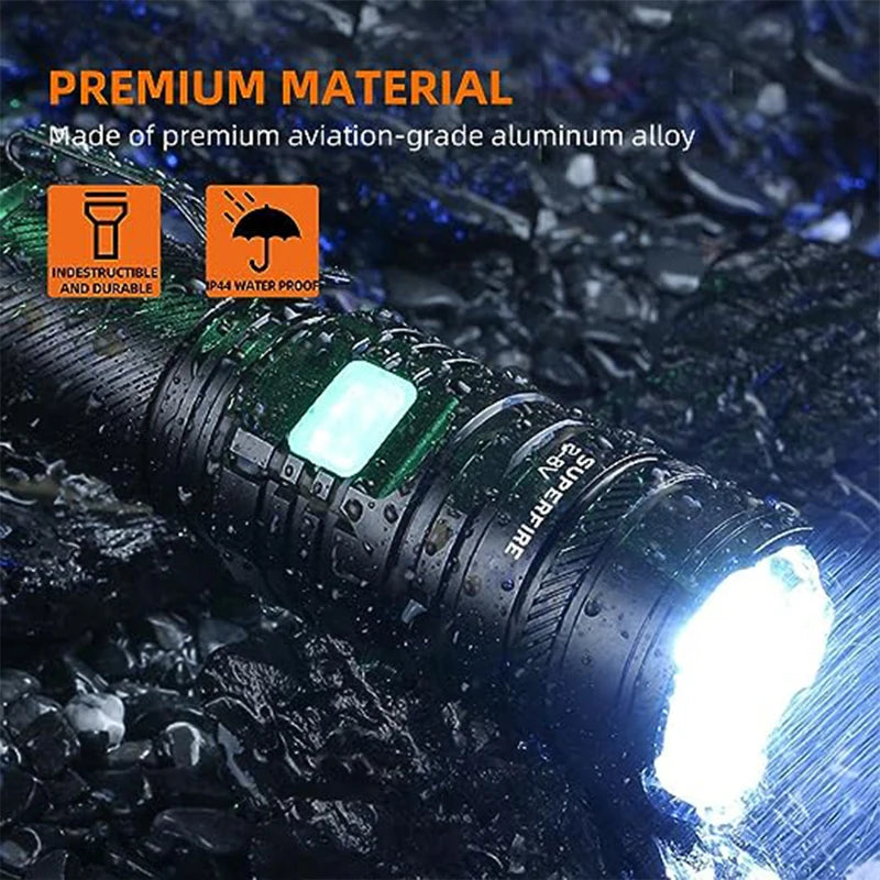 lampe torche led rechargeable 36w 5000lm noir robuste banque alimentation usb