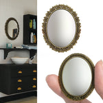 miroir vintage ornements floraux bronze doré accessoire décoration maison poupée métal 39.77mm 46.96mm