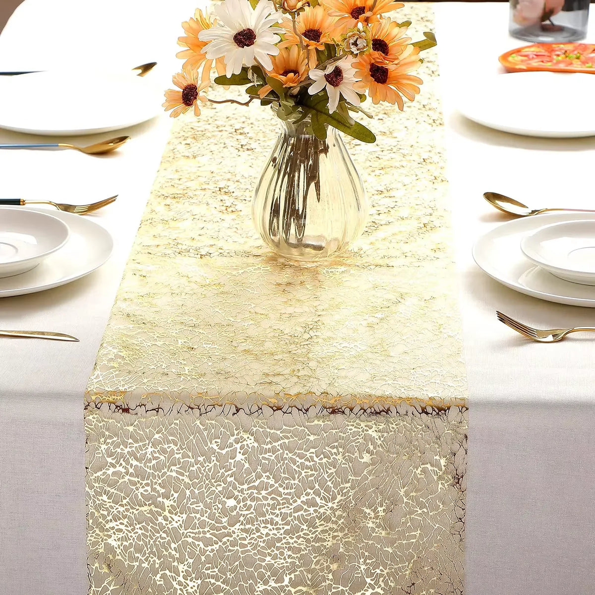 table chevet dorée feuilles semi transparente printemps été automne hiver festive élégante decoration maison