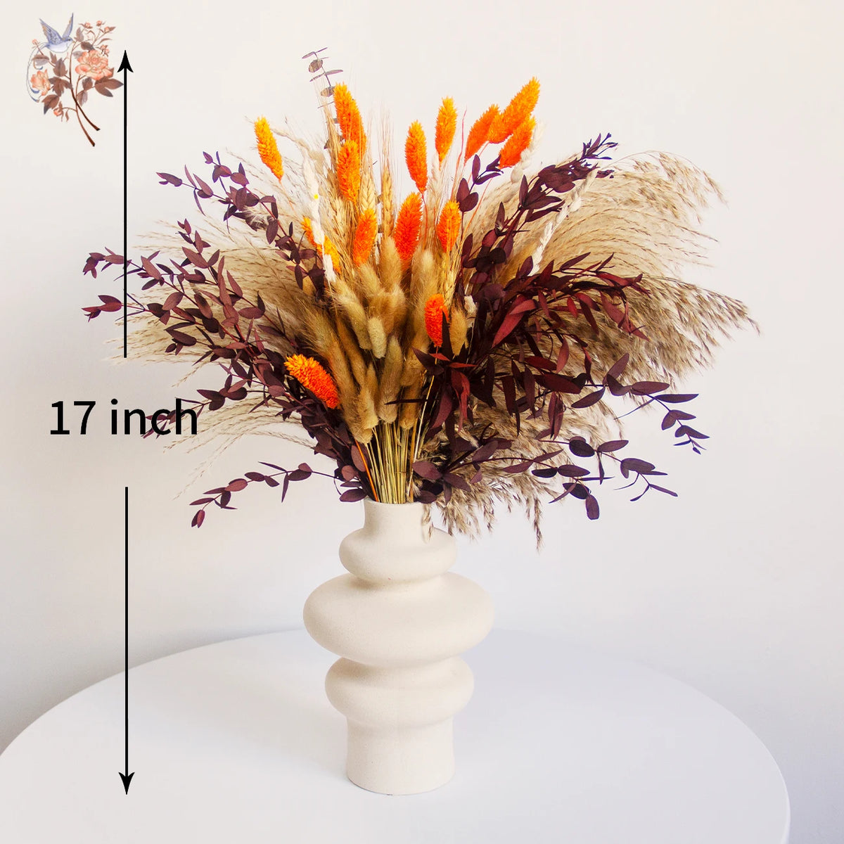 bouquet fleurs séchées automne orange naturel rustique décoration maison anniversaire mariage festive