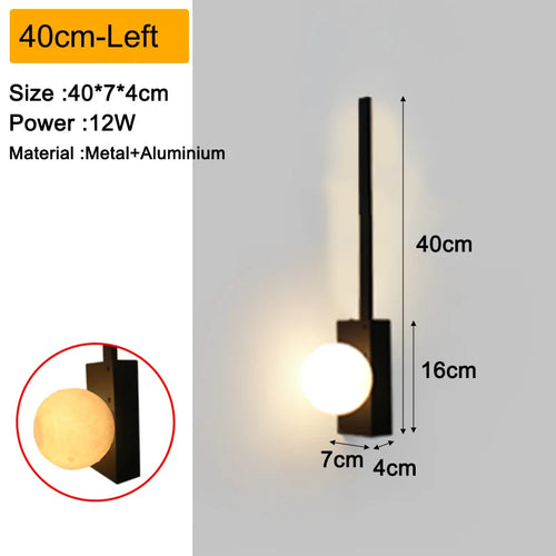 applique murale moderne lampe sphère lunaire 3d silicone blanc noir intérieur salon chambre