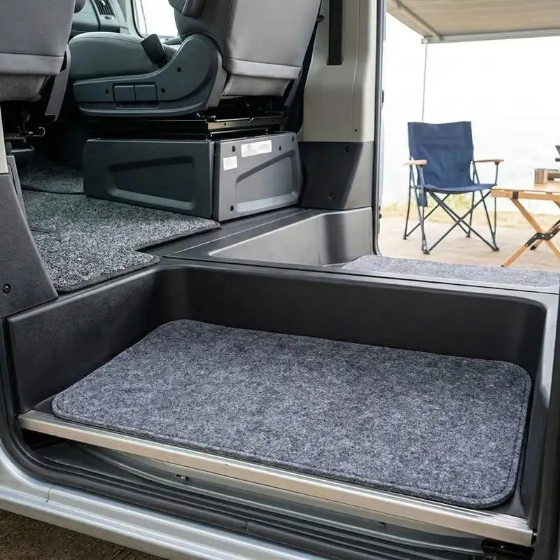 tapis marche gris uni moelleux antidérapant adhésif robuste camping car entrée porte cabine lot