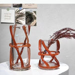 vase moderne transparent tiges entrelacées orange sans fleur