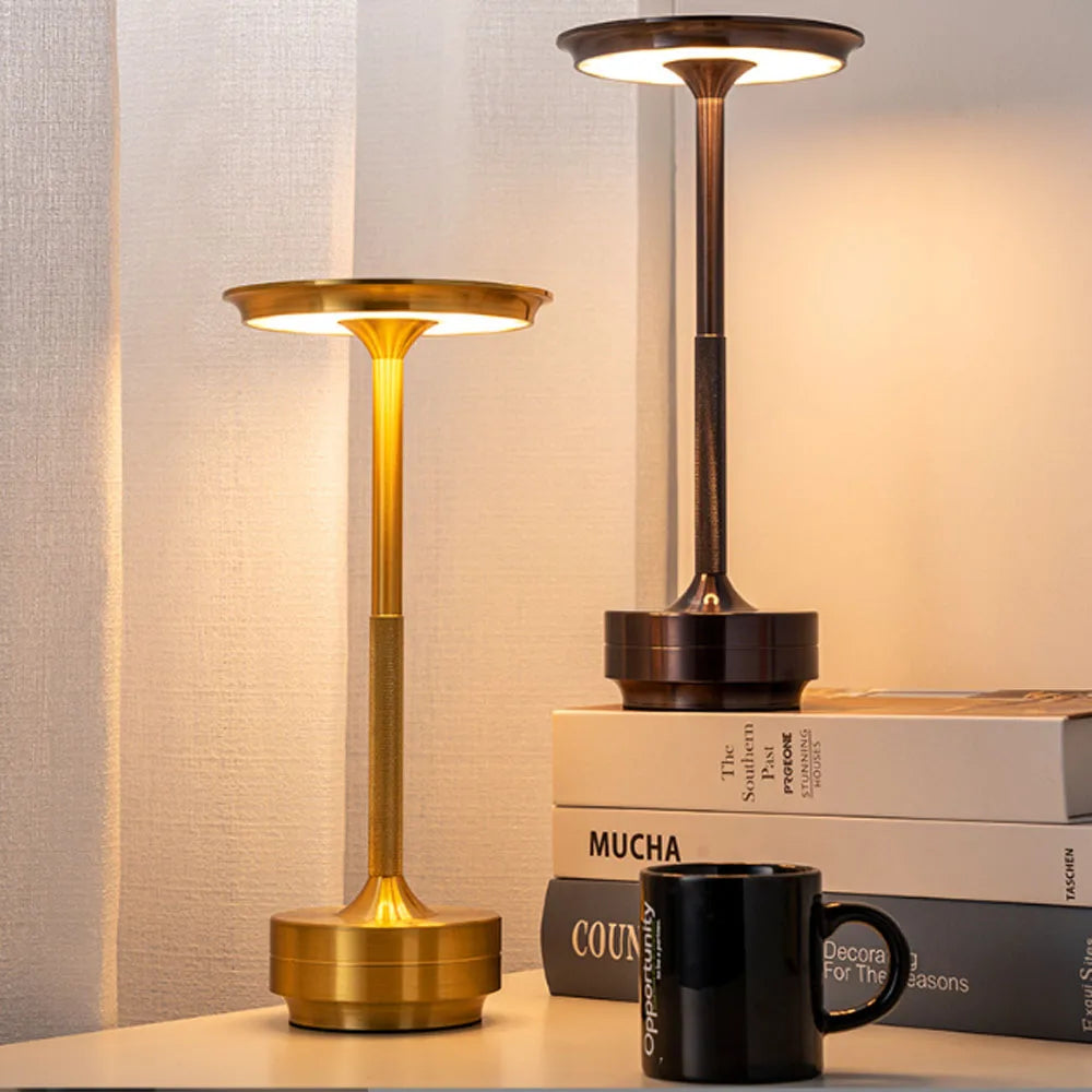 lampe moderne or noir gris rechargeable tactile led acier poli chambre coucher