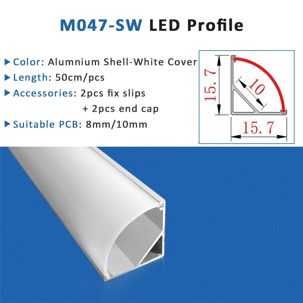 bande led profil aluminium 50cm flexible moderne adhésif opaque silver white