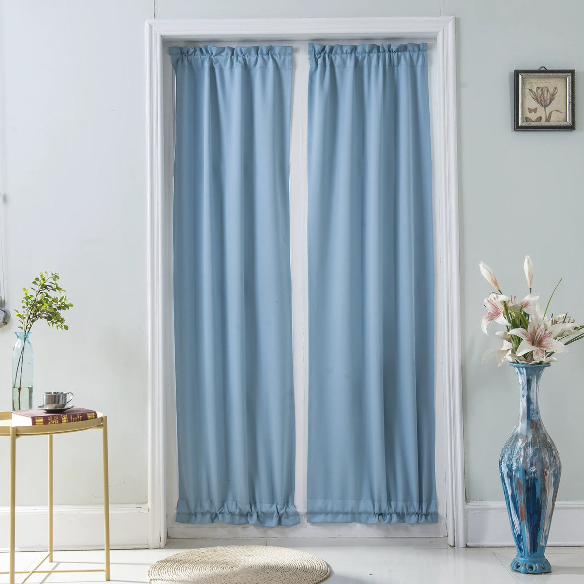 rideau porte tissu polyester gris noir beige opacité moderne ruban fixation 137x102cm 64x183cm