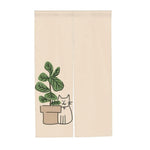 rideau porte moderne opacité beige chat pot plante polyester 120x65cm chambre salonhôtel