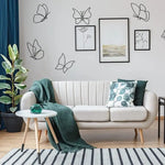 décoration murale papillons métal noir minimaliste set six pièces