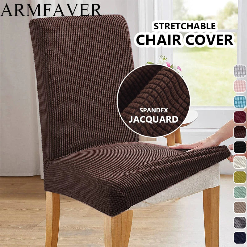 housse chaise marron foncé jacquard moderne élasthanne polyester extensible maison salon mariage