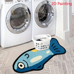 tapis moderne poisson bleu blanc jaune salle bain antidérapant machine laver