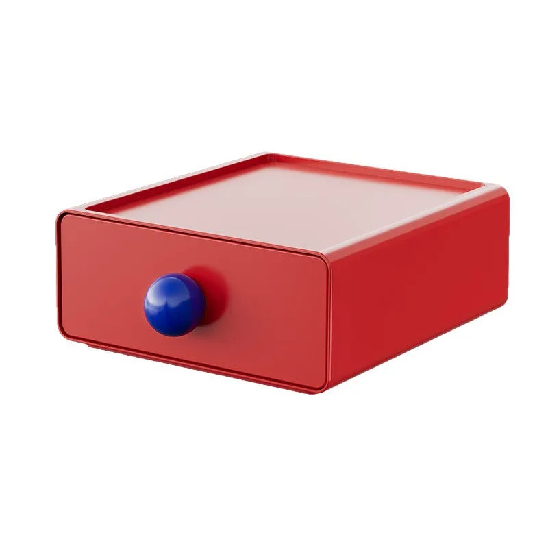boîte rangement tiroirs couleur rouge verte blanche moderne minimaliste plastique poignées