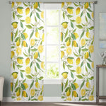 rideau moderne translucide citrons feuilles fleurs salon blanc jaune vert gris français été
