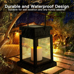 Lanterne solaire de jardin en action, lumière LED chaleureuse