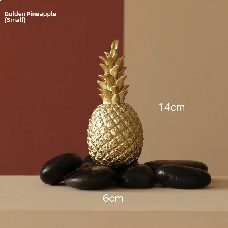 ananas decoratif ornement moderne resine dorée deco salon photo creative minimaliste triangles or blanc