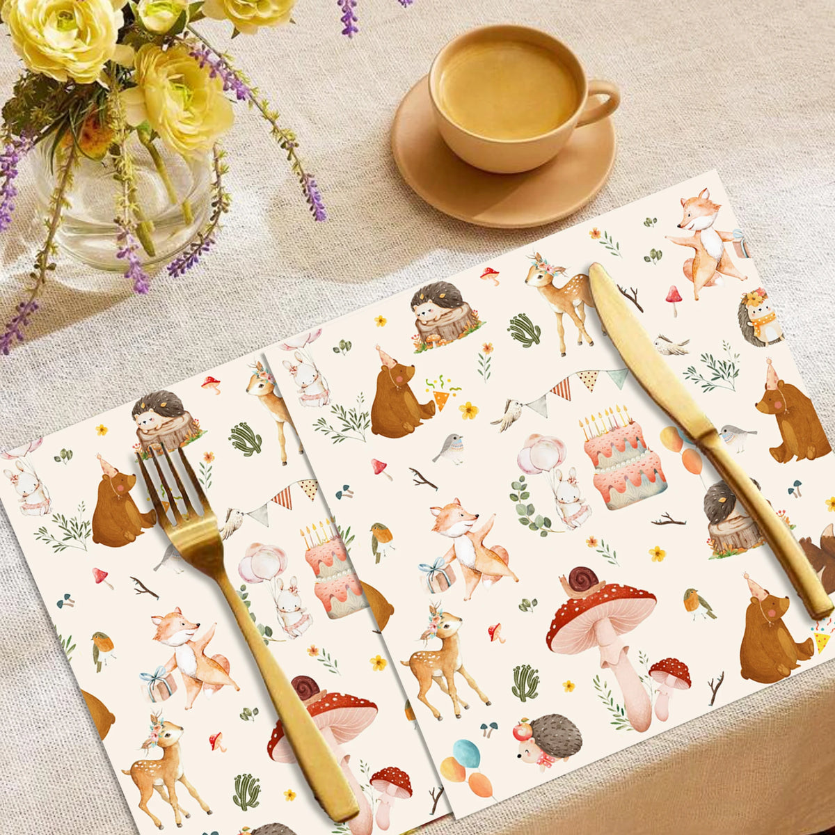 serviettes jetables animaux forêt motifs naturels festives enfants anniversaire mariageéléments forestiers