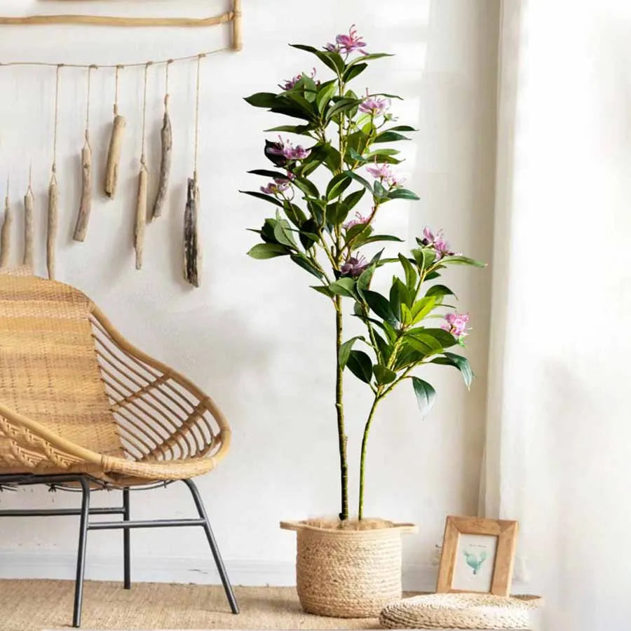 plantes artificielles ficus vert blanc rose feuilles fleurs pot céramique extérieur moderneDecorationJardinHomeOffice80120cm