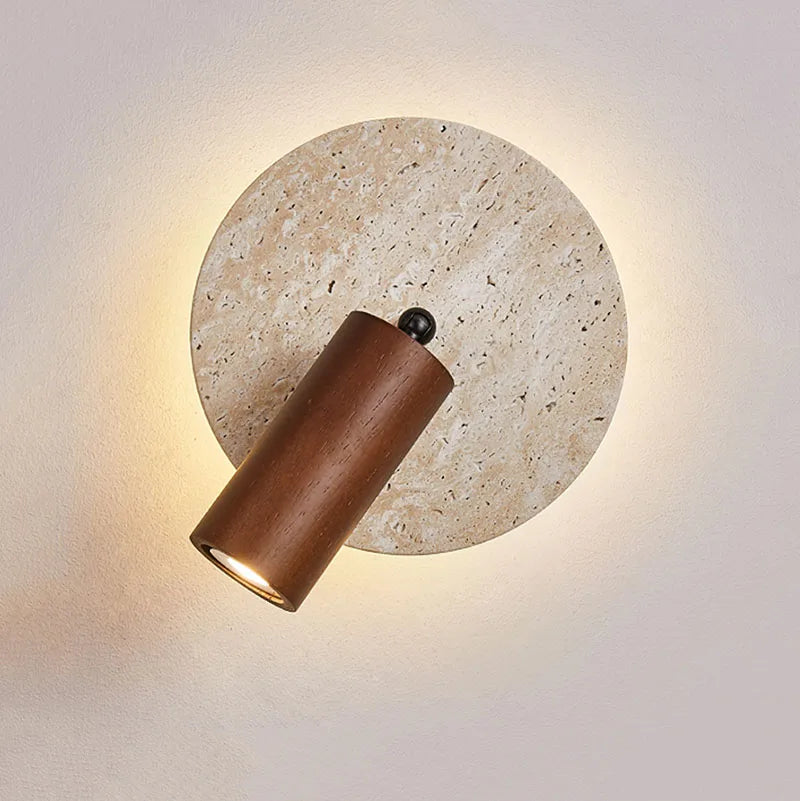 lampe murale moderne minimaliste marron beige texture marbrée fixée cordon interrupteur chambre coucher étude