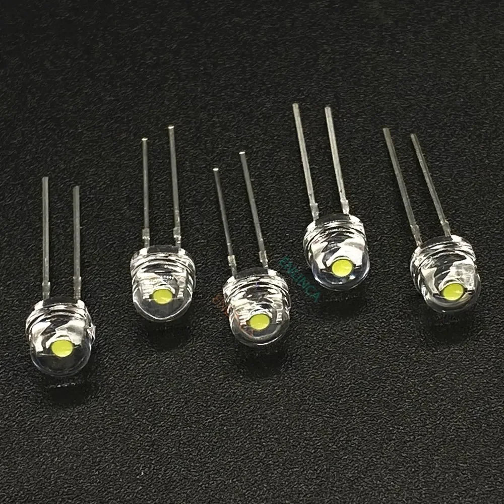 diodes led blanches transparentes 5mm 7lm 30ma classique monter soi même lot 100