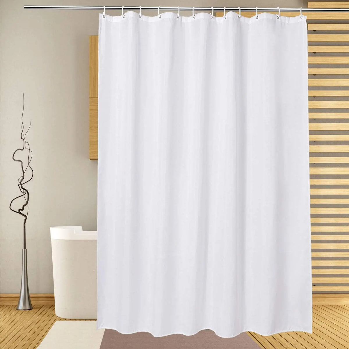 rideau douche blanc polyester moderne résistants largeur 120cm hauteur 180cmmodifiable