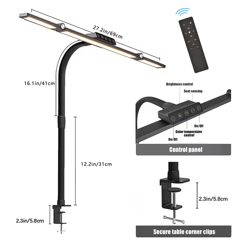 lampe led flexible noir moderne pince réglable étude lecture