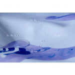 rideau douche moderne blanc bleu personnages abstraits respectueux environnement opaqué ourlet lesté hooks