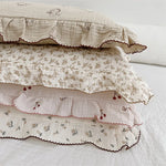 taie d'oreiller bébé ans coton floral cerises vintage beige clair motif animal compagnie jacquard