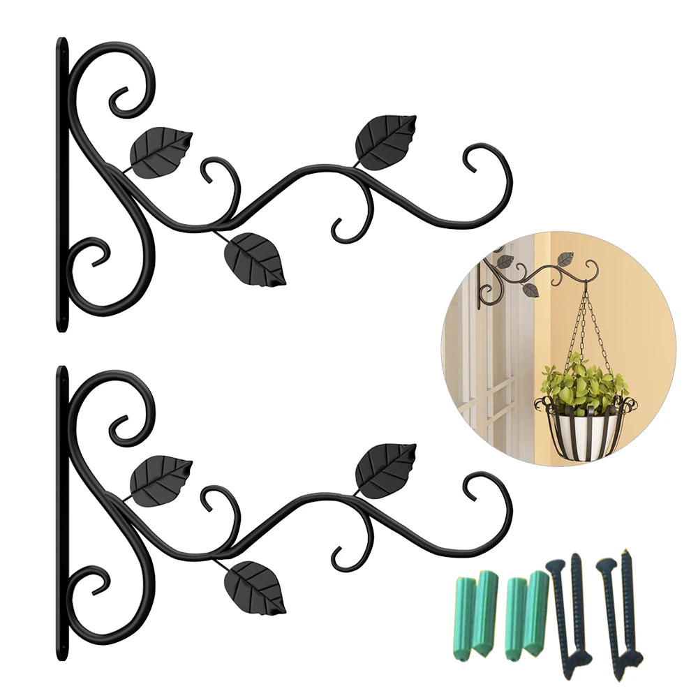 support mural suspension feuilles stylisées artisanal vis noires vis vertes vintage noir rustic
