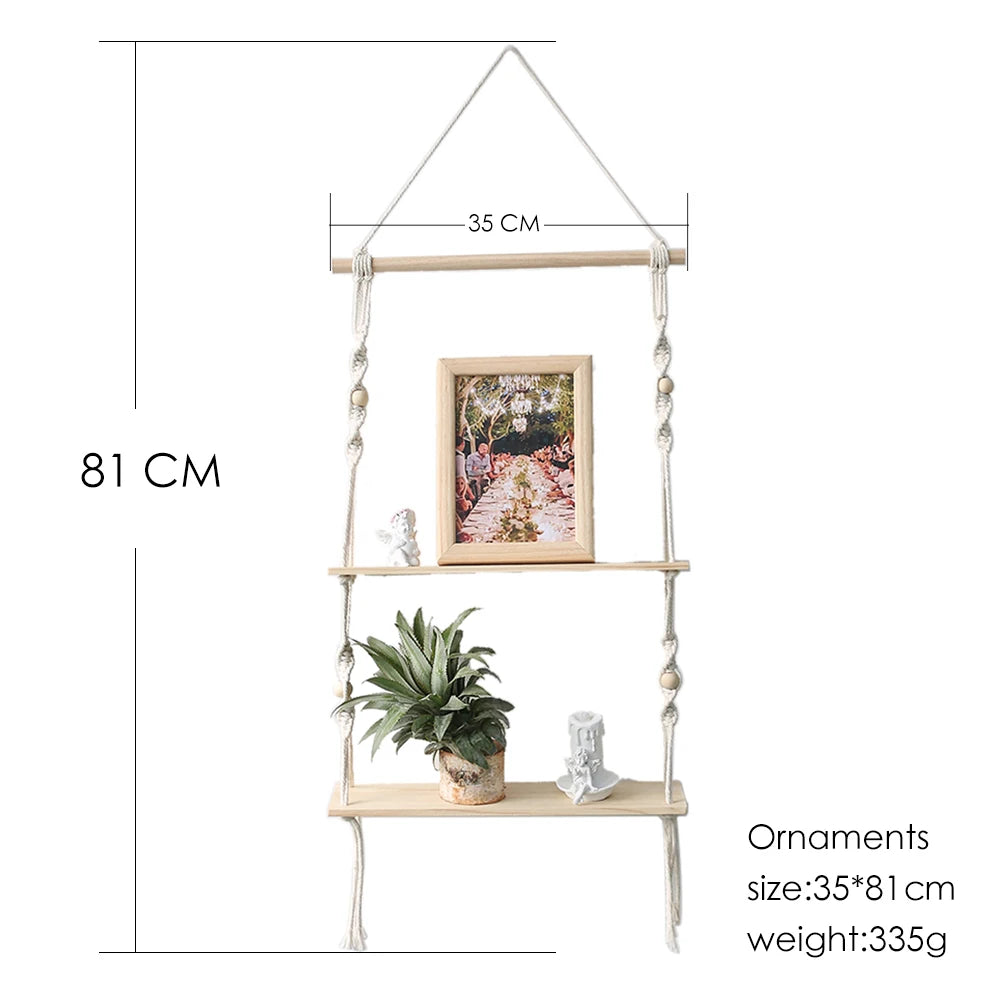 Décoration murale bohème étagère en bois