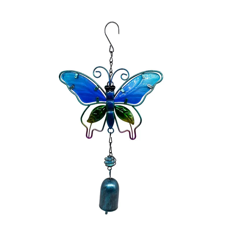 colibris libellules suspendus transparents métal verre peint oiseaux décoratifs cloches chaînes motifs floraux