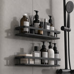 étagère rangement noir mat moderne double niveau adhésif sans perçage salle bain cuisine
