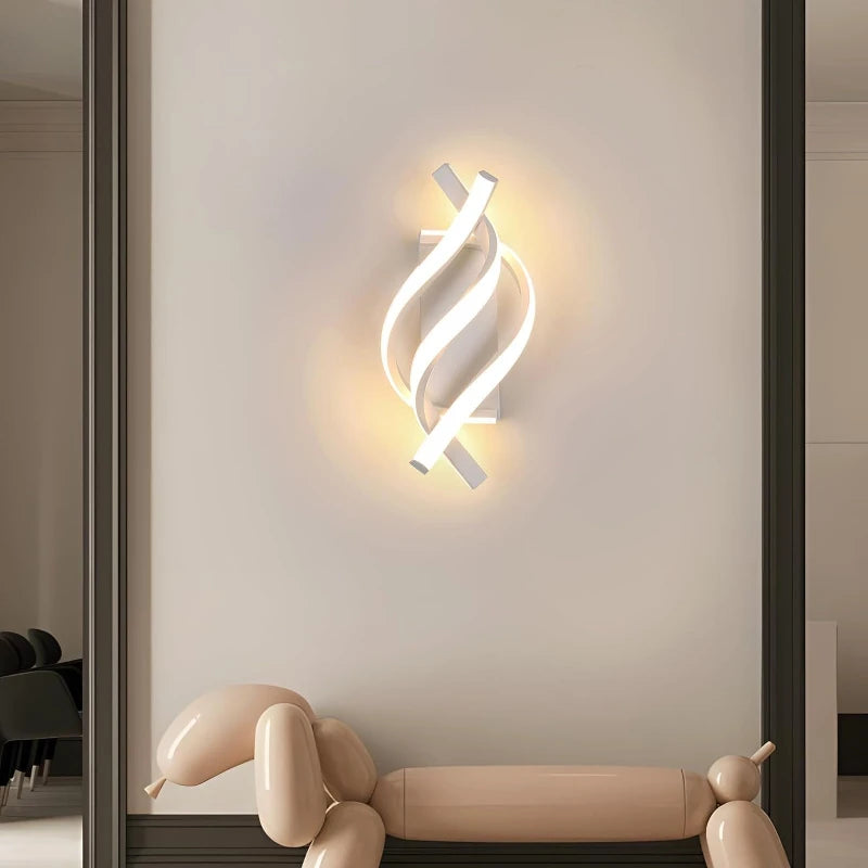 lampe murale led spirale moderne noir blanc abstrait opaque contemporain fixations murales certifications sécurité